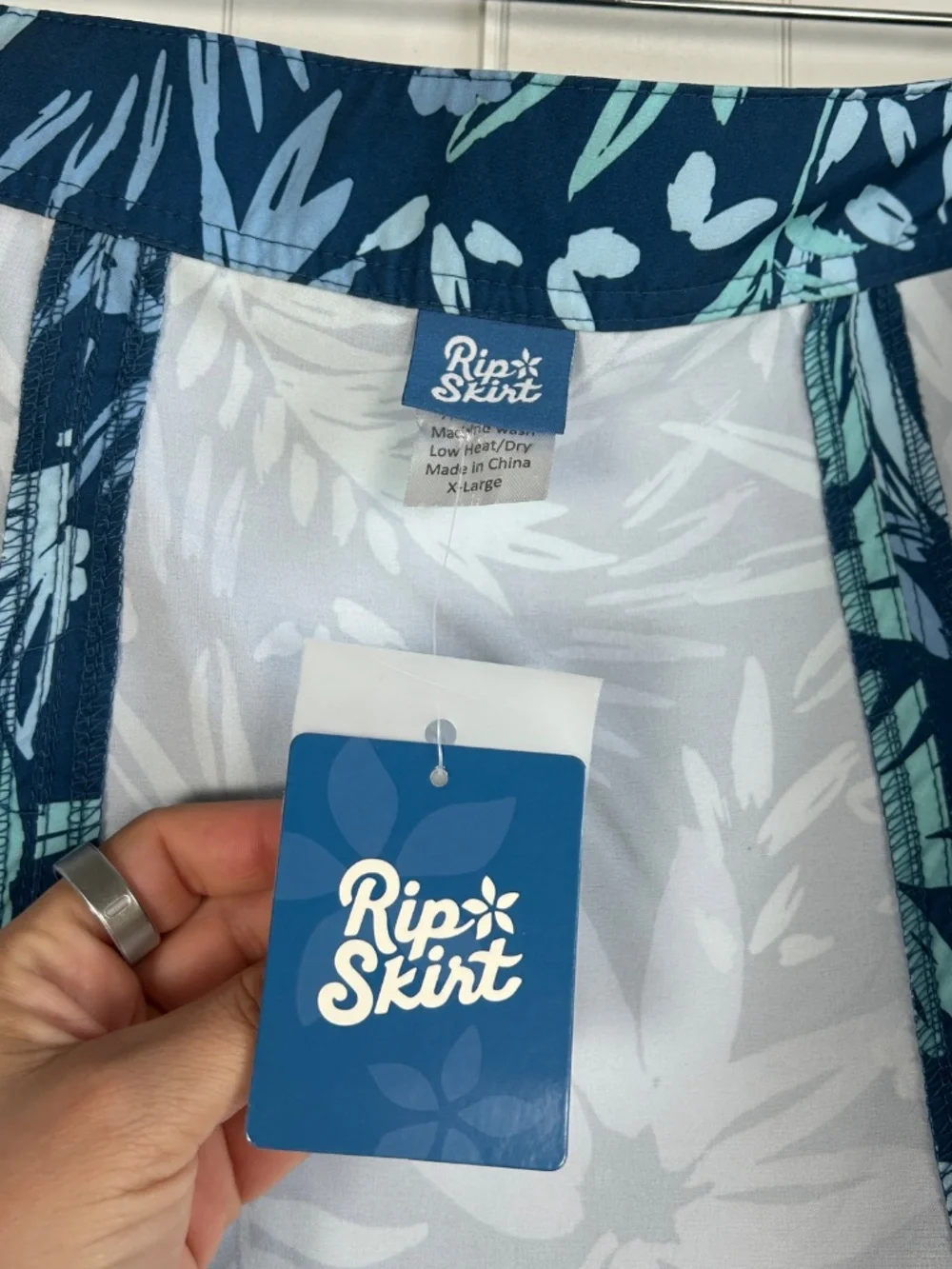 Ripskirt size XL wrap skirt length 2 Botanical blues tropical short pockets NEW - Picture 9 of 9